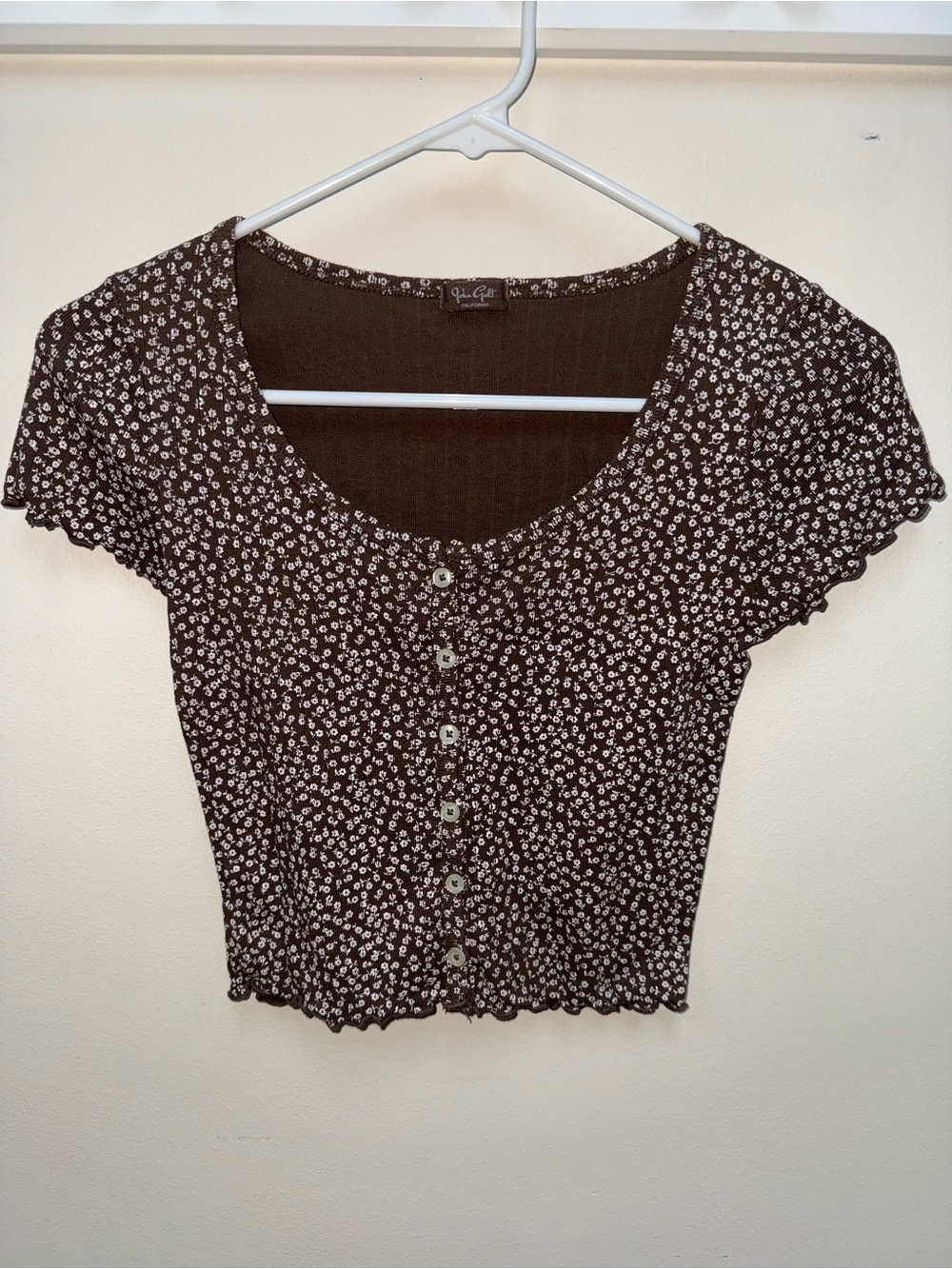 Brandy Melville Brown Floral Zelly Top